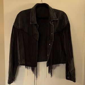 Fringe Black Denim Jacket